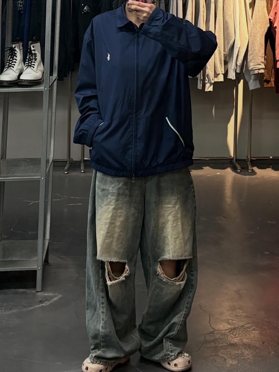 폴로랄프로렌 우븐 나일론 자수 투웨이 네이비 윈드브레이커 자켓  A356 상품이미지1