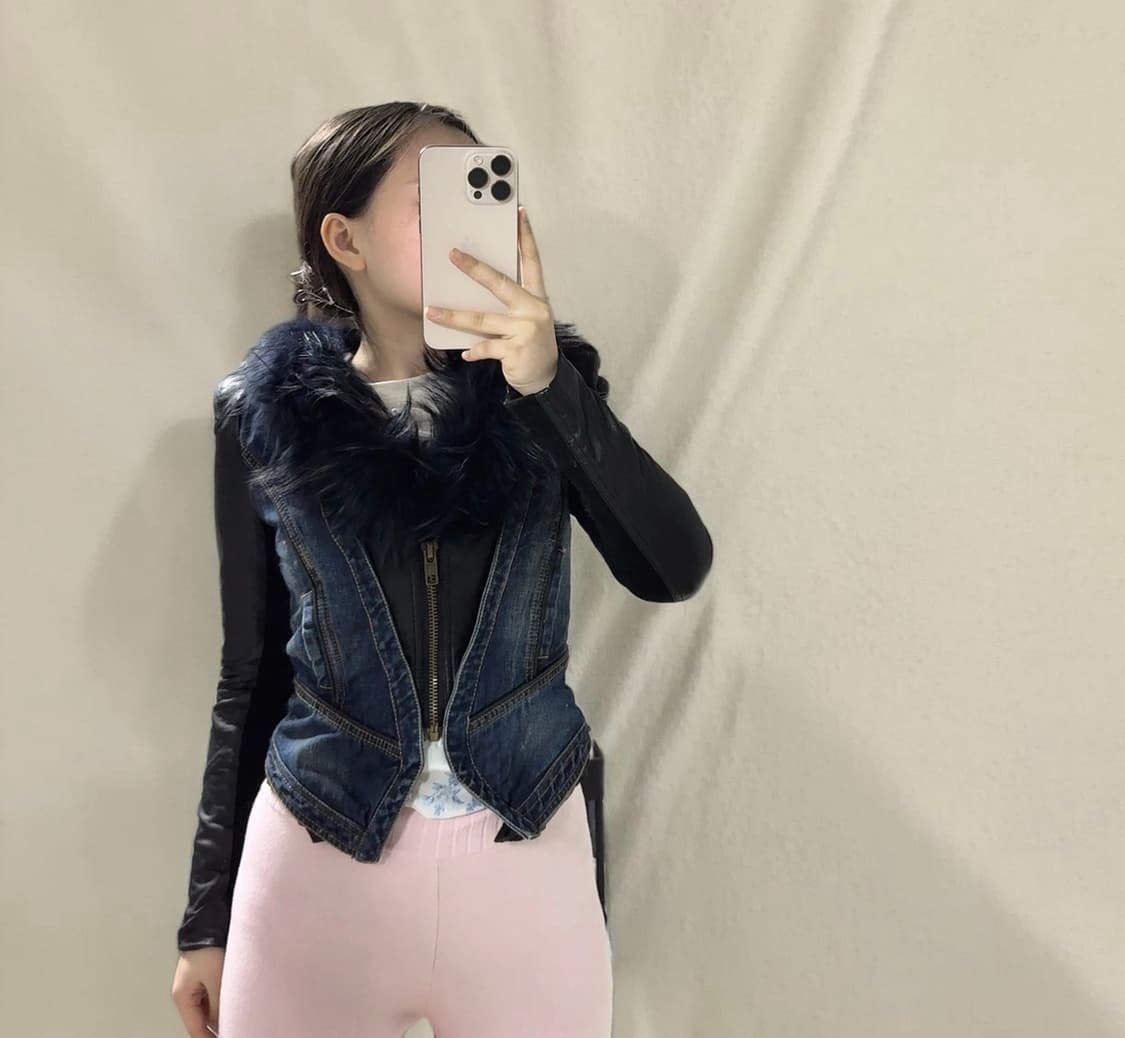 빈티지 라쿤퍼 데님 슬림 양가죽자켓 상품이미지4