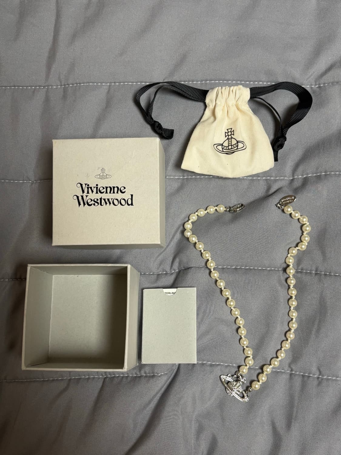 비비안웨스트우드 미니 바스 릴리프 진주 초커 목걸이 상품이미지1