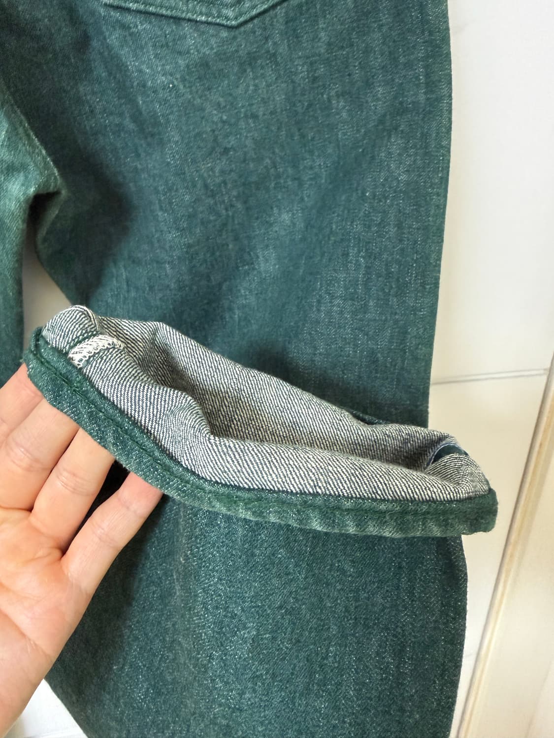 캐피탈 no.4 셀비지 데님 그린색상 34(실측32) 상품이미지3