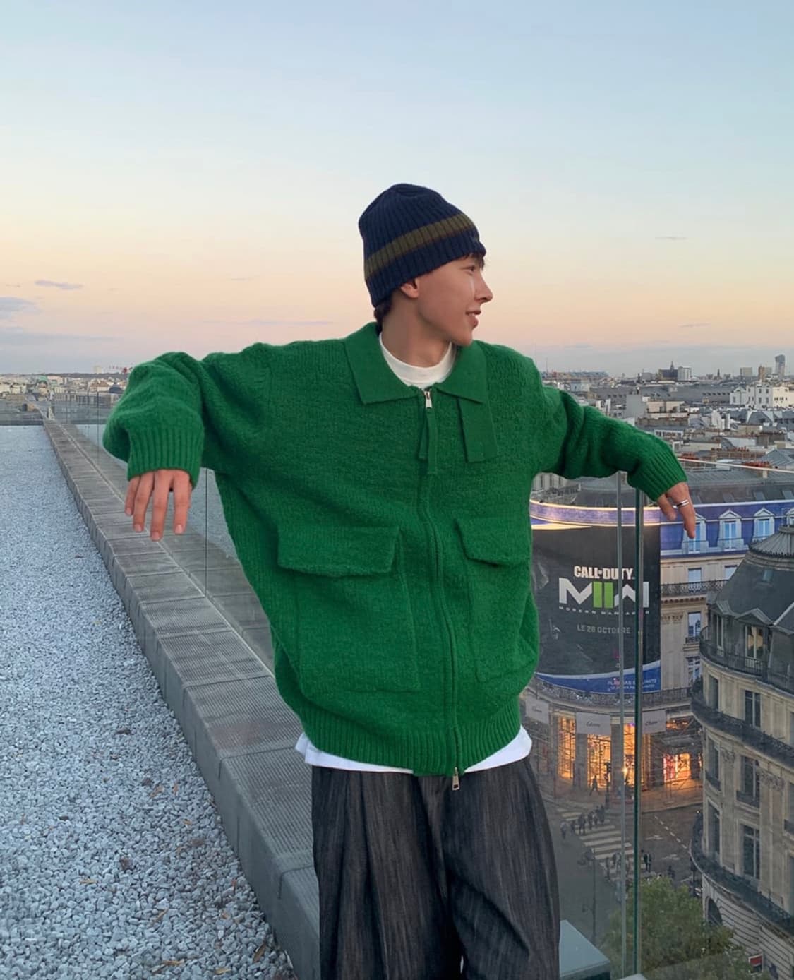 호아이보 클라우드 해비 니트집업 그린 상품이미지1