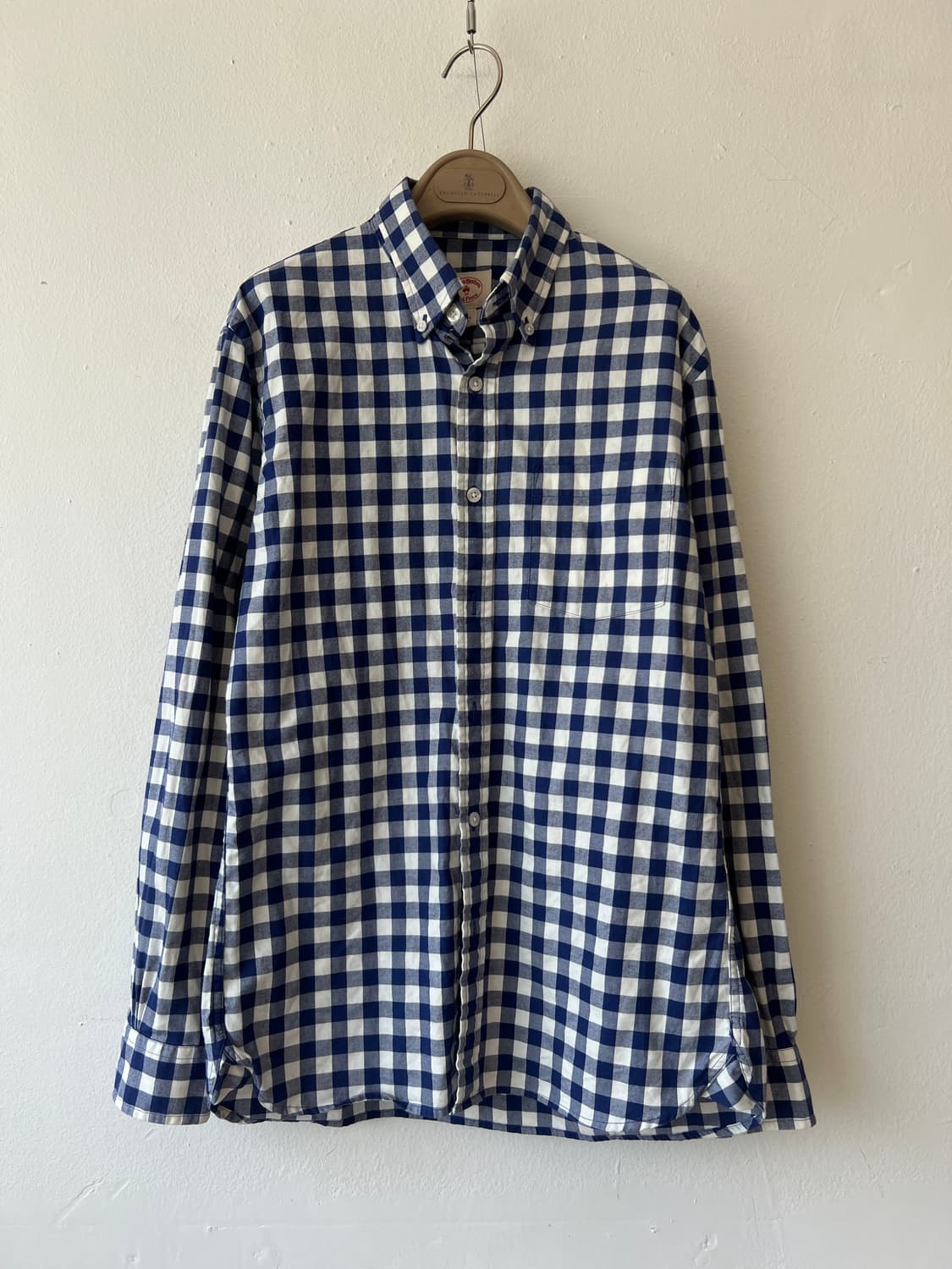 브룩스브라더스 남성 네이비 깅엄체크 코튼긴팔셔츠 상품이미지2