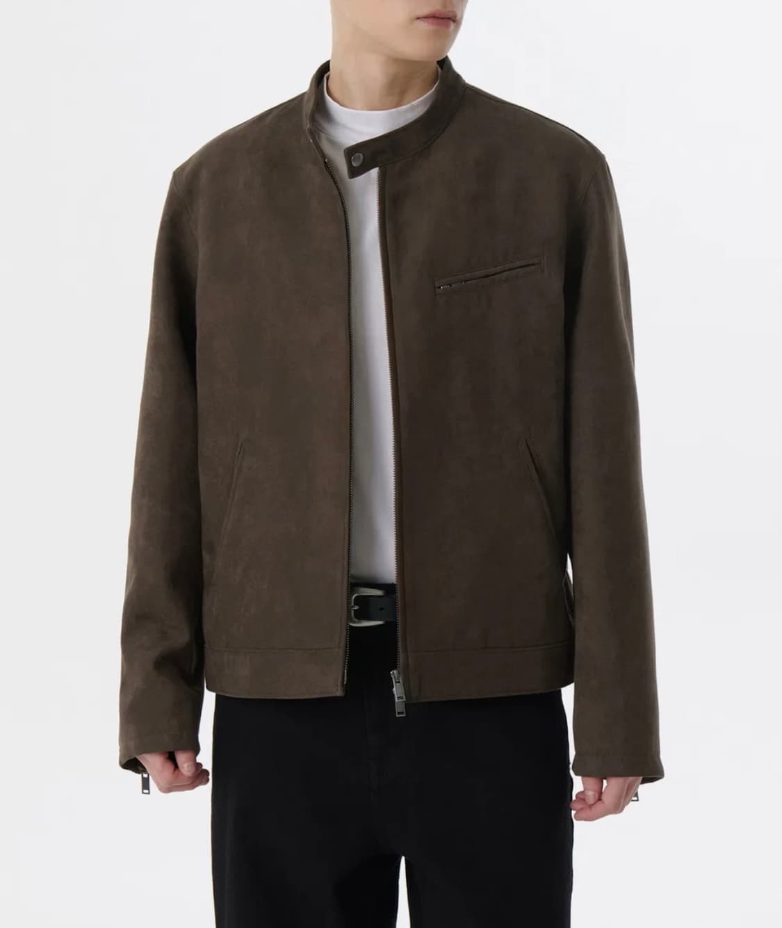 (2XL>>XL교환) 무탠다드 신세틱 스웨이드 레이서 재킷 [브라운] 상품이미지1