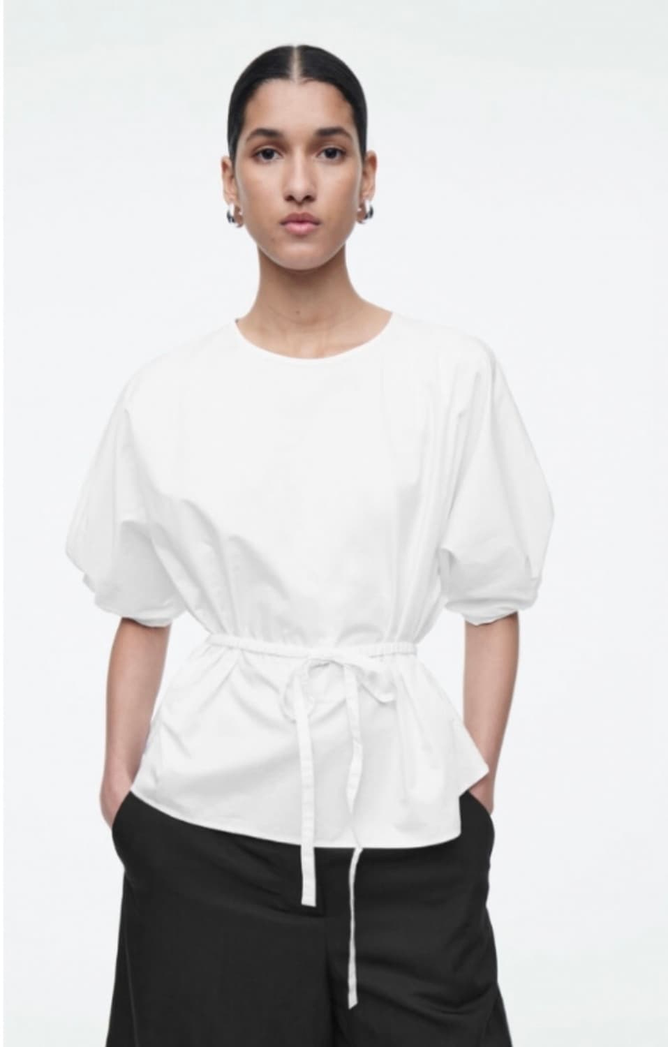 COS 벨티드 퍼프 블라우스 화이트 32 상품이미지2