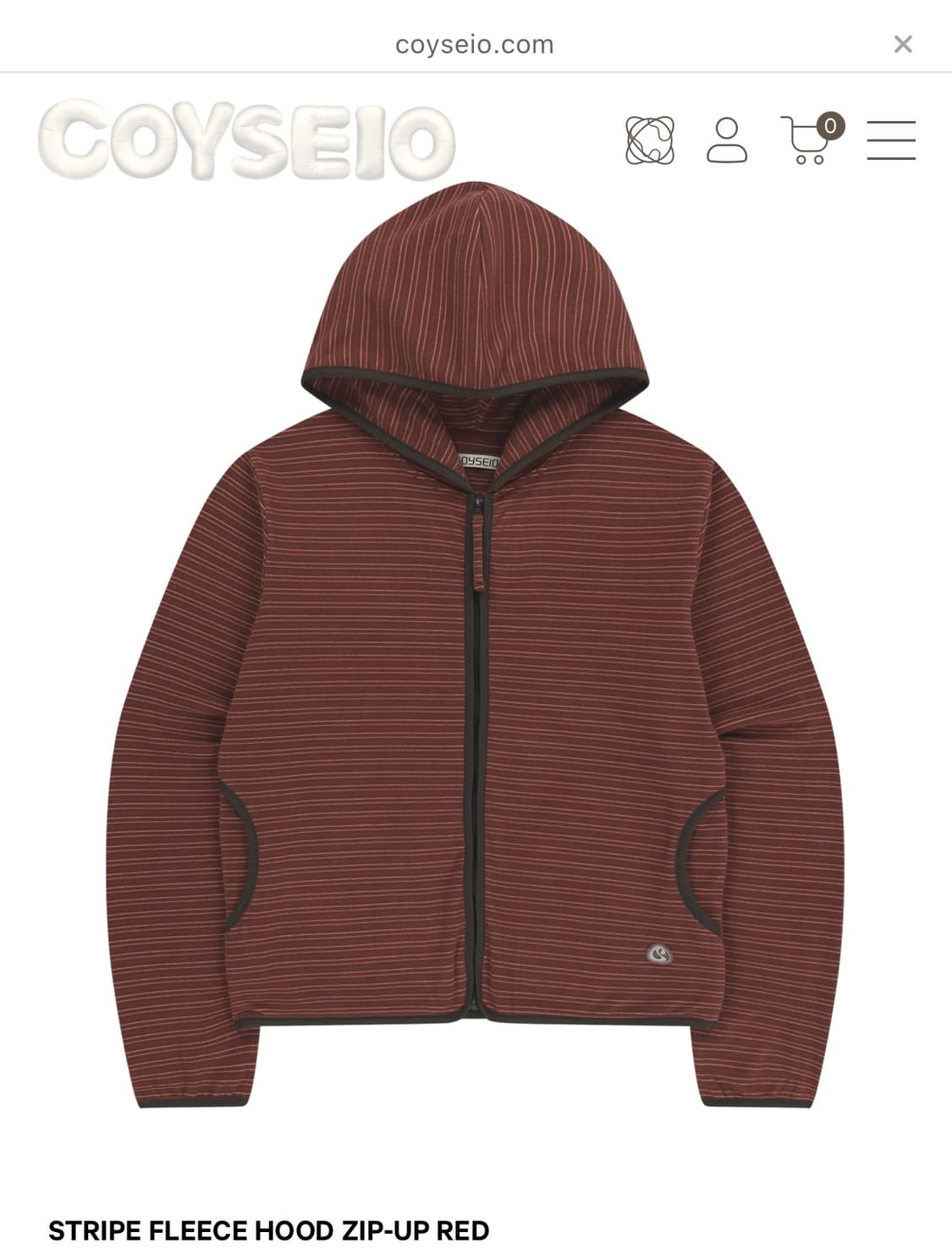 코이세이오 STRIPE FLEECE HOOD ZIP-UP RED 상품이미지1