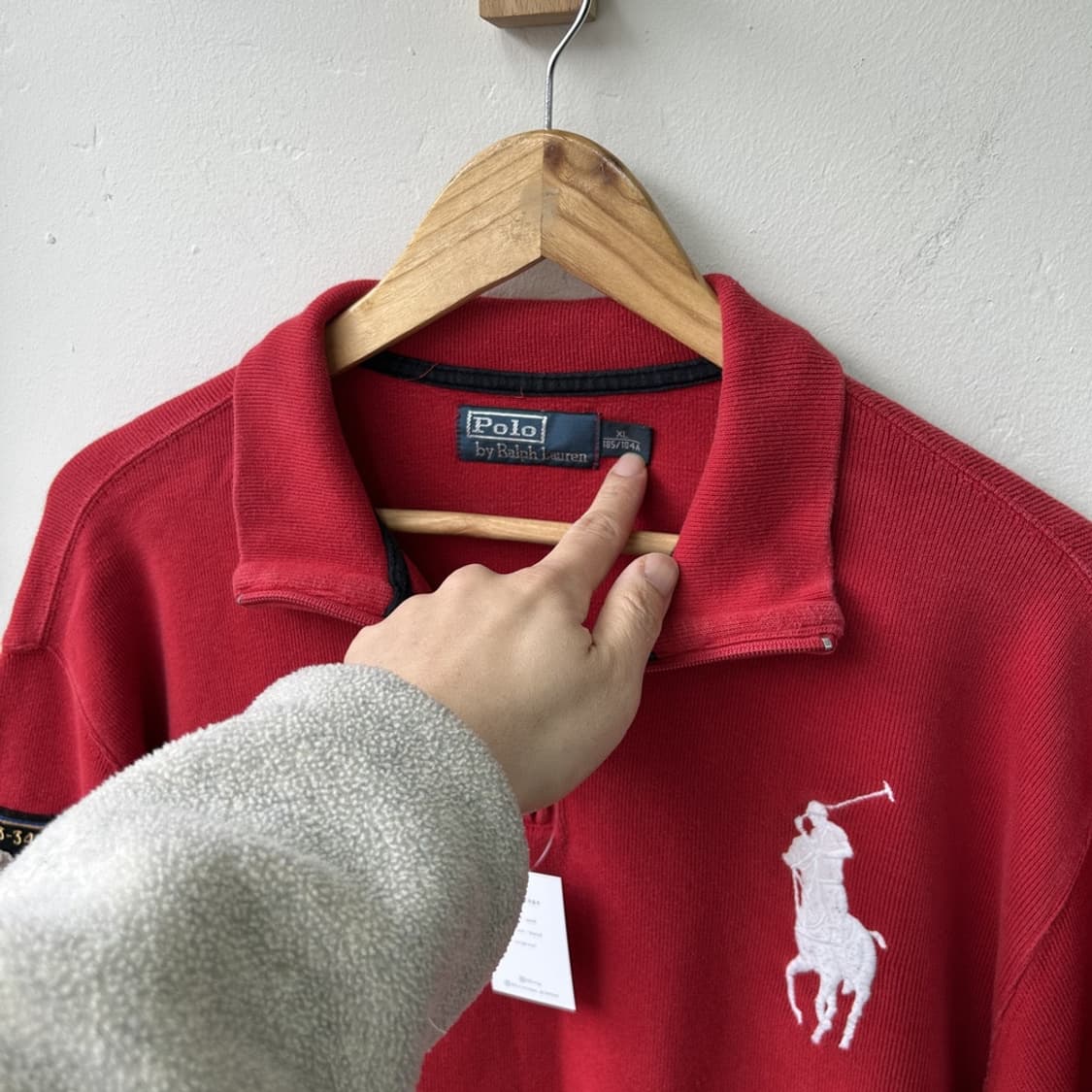 15962 - 폴로 랄프로렌 레드 빅로고 반집업 니트 상품이미지3