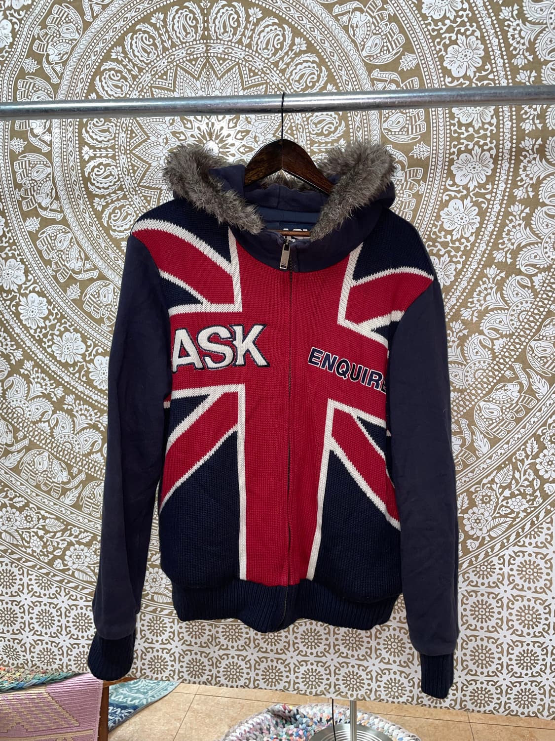 에스크 ask 성조기 누빔 양털 니트 후드점퍼  상품이미지3
