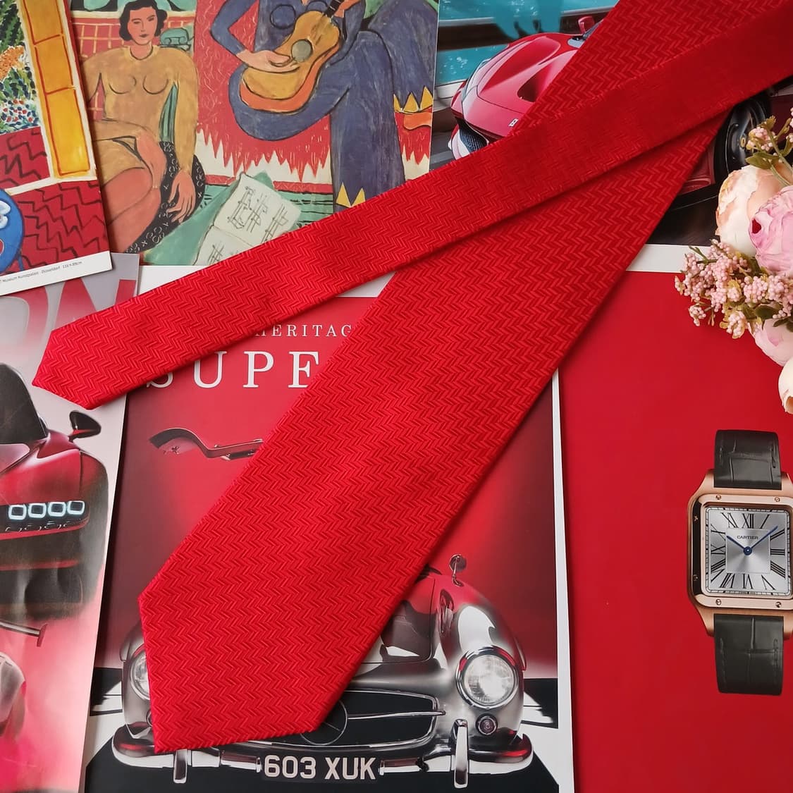 니나리치 실크 레드 헤링본 넥타이 9.2cm A+등급 A19381
 상품이미지5