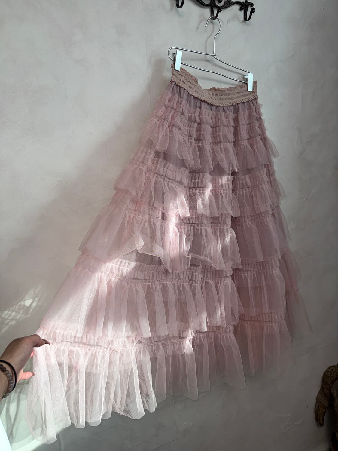 Baby pink layered sheer cancan maxi sk 상품이미지2