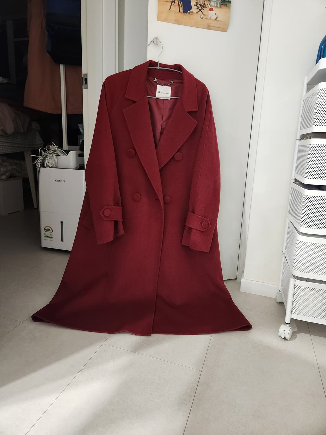 잇미샤 울캐시미어 버건디 더블롱코트 상품이미지2