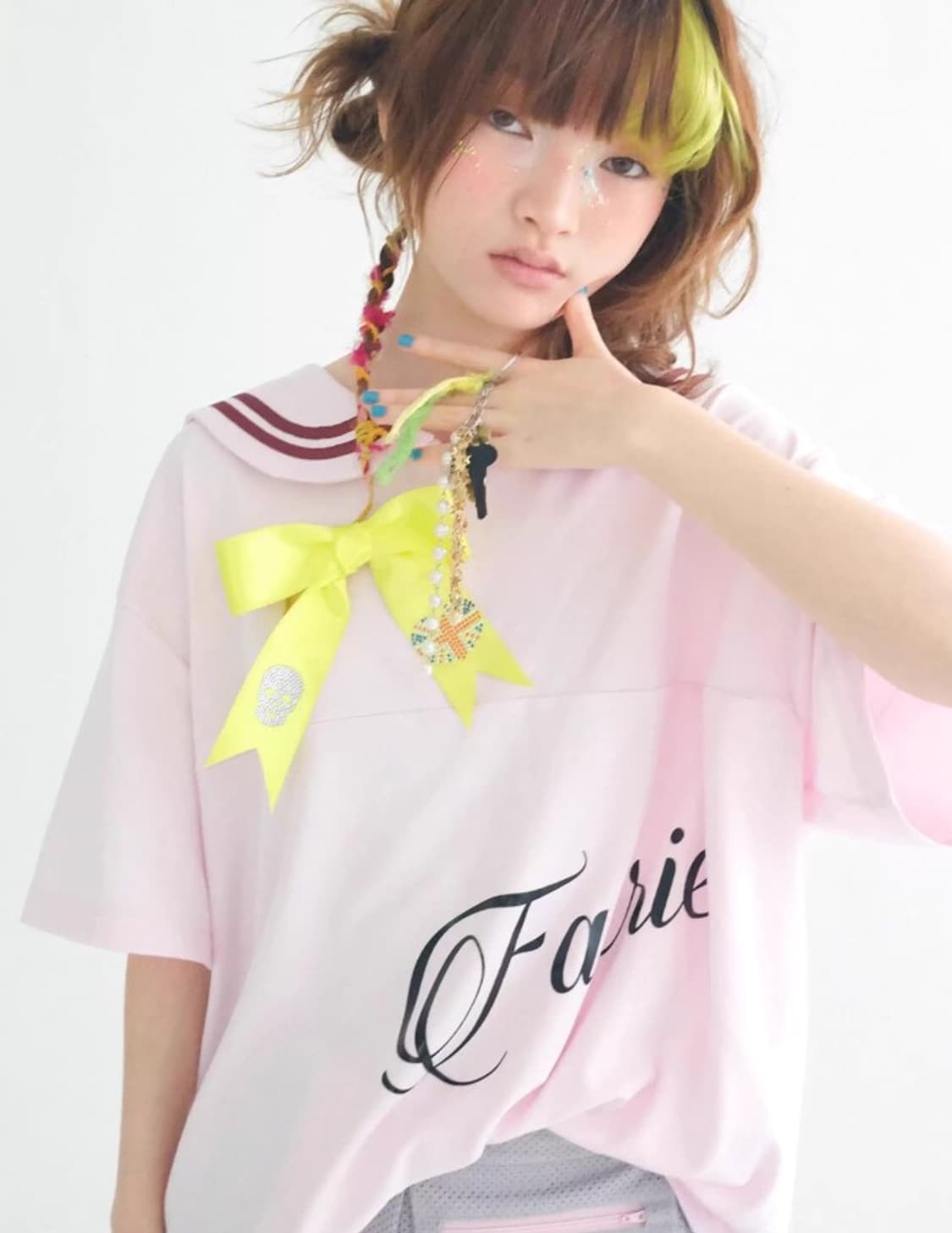 sailor collar mesh loose top 상품이미지5