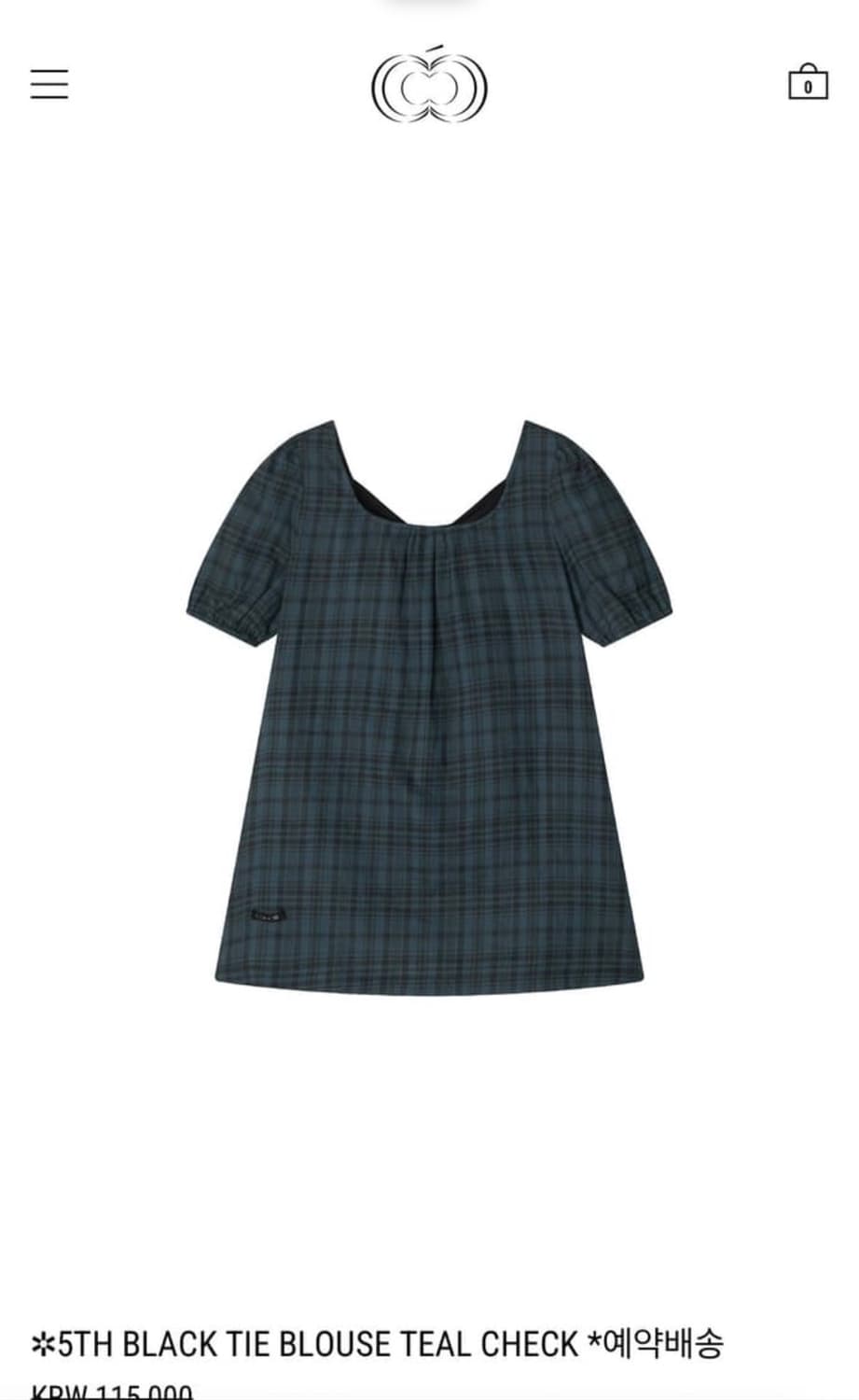 콜로신스 black tie blouse teal check 원피스 상품이미지1