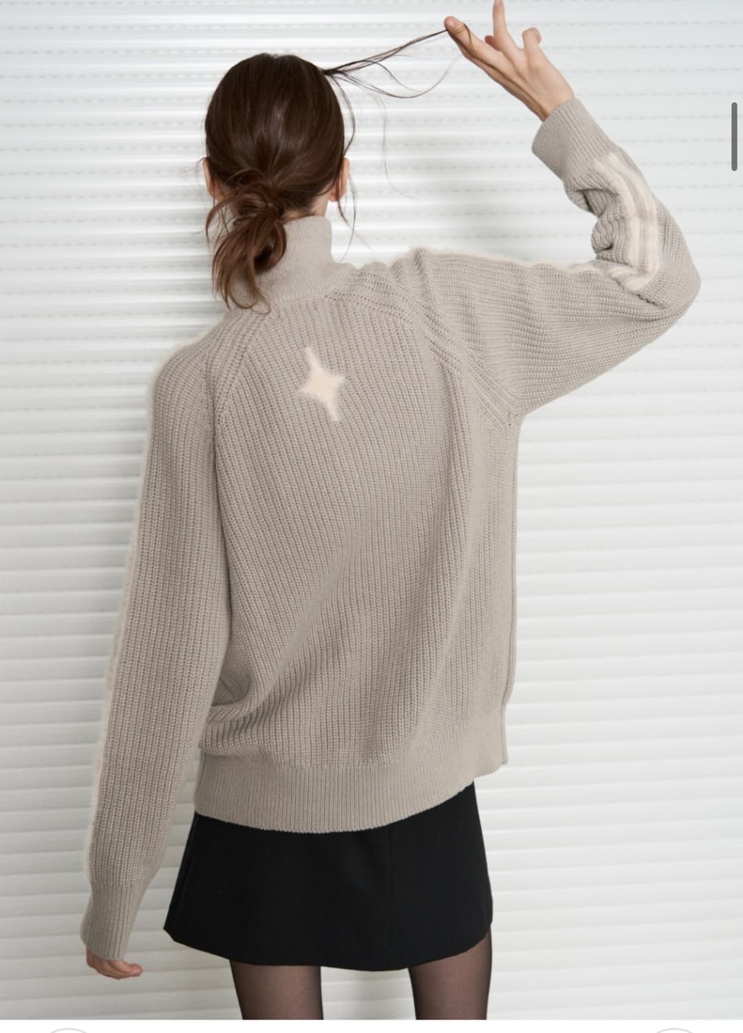 (새상품)(S) 레더리 레글런 트랙 니트 집업 LIGHT GREY 판매 상품이미지5