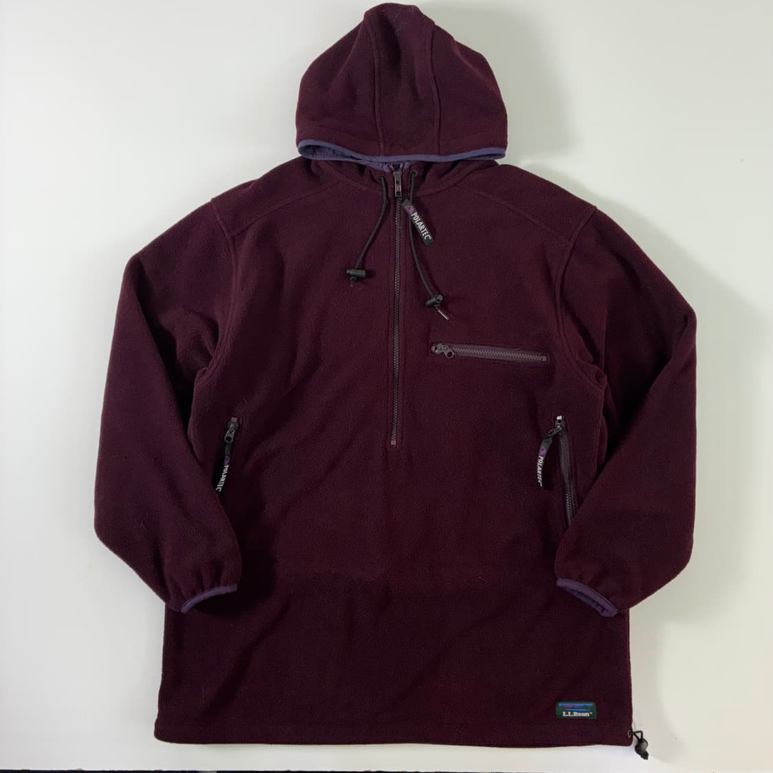 L.L Bean  엘엘빈 90,s 폴라텍 버건디 반집업 후드 플리스 상품이미지2