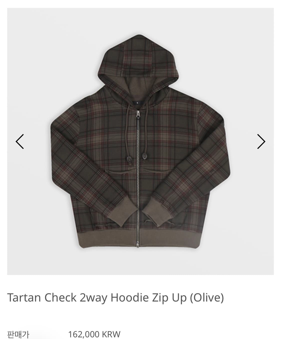 Tartan Check 2way Hoodie Zip Up (Olive) 상품이미지1