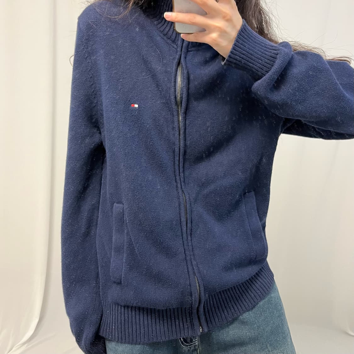 Tommy Hilfiger navy knit zip-up  상품이미지3
