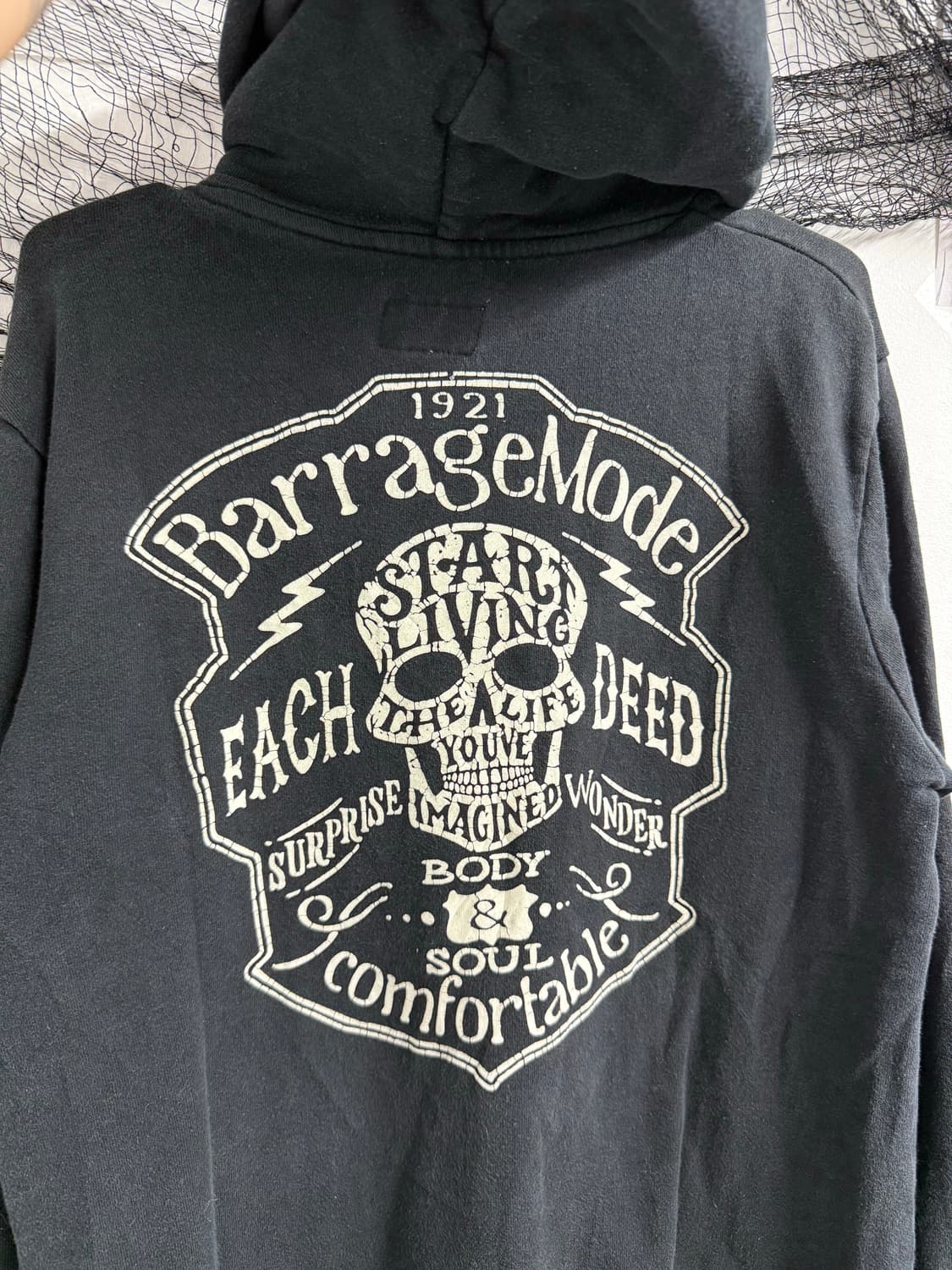 00s mood skull lettering hoodie 상품이미지2