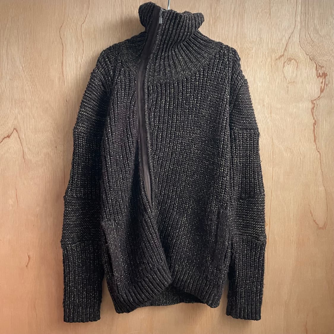 랑방 하이넥 사선 집업 니트 가디건 상품이미지2