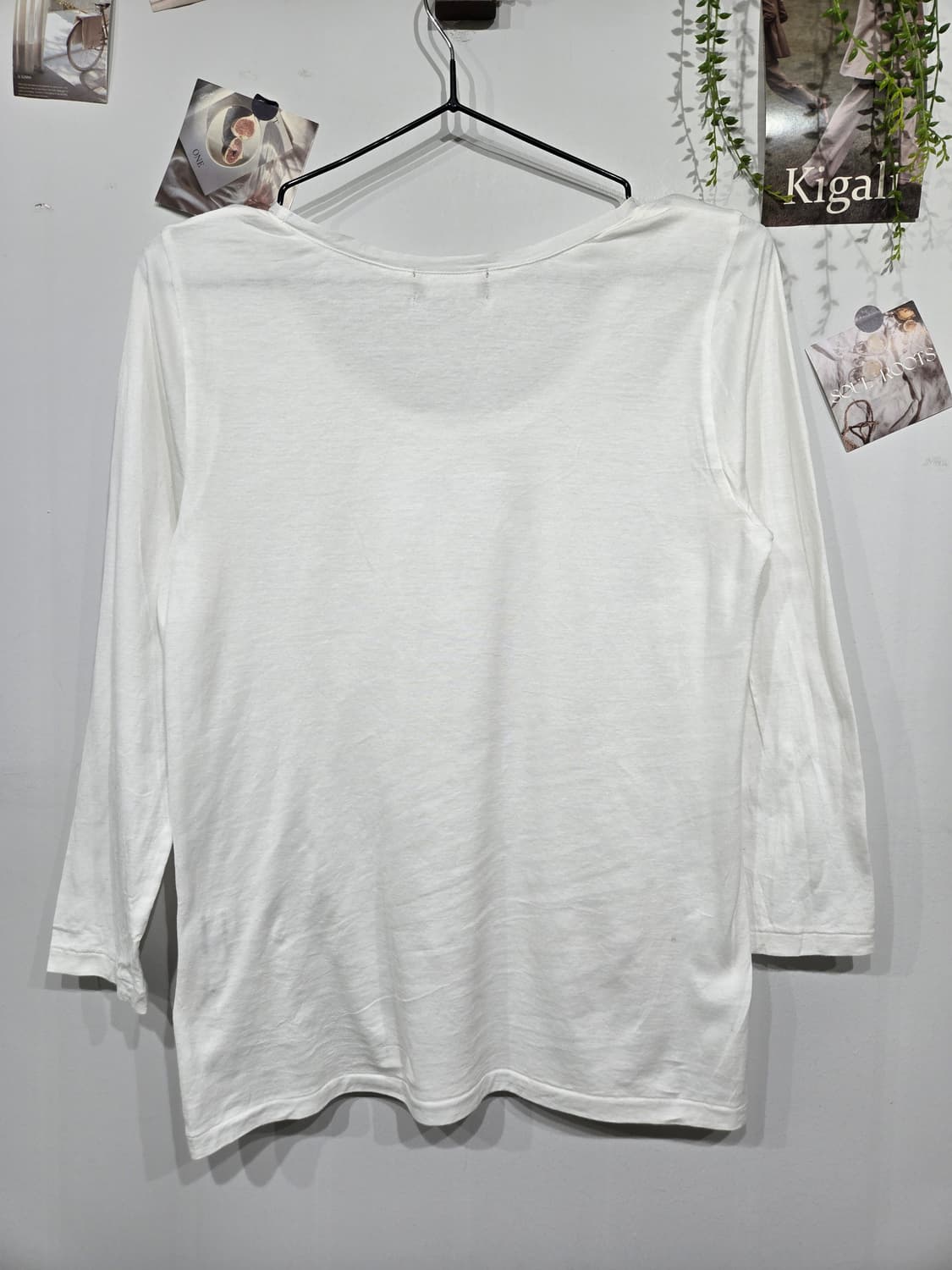 마가렛 호웰 화이트 U넥 7부 소매 티셔츠 상품이미지4