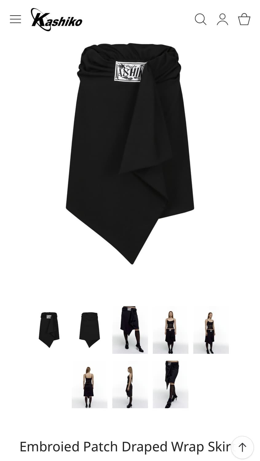카시코 블랙 드레이프 랩 스커트 상품이미지1