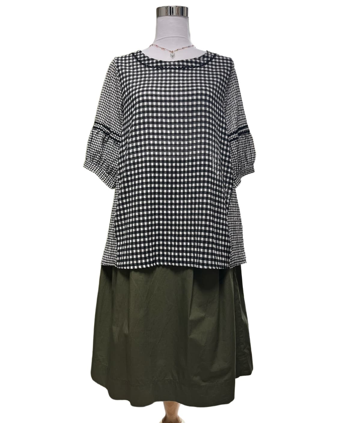 Khaki pin tuck skirt 상품이미지8