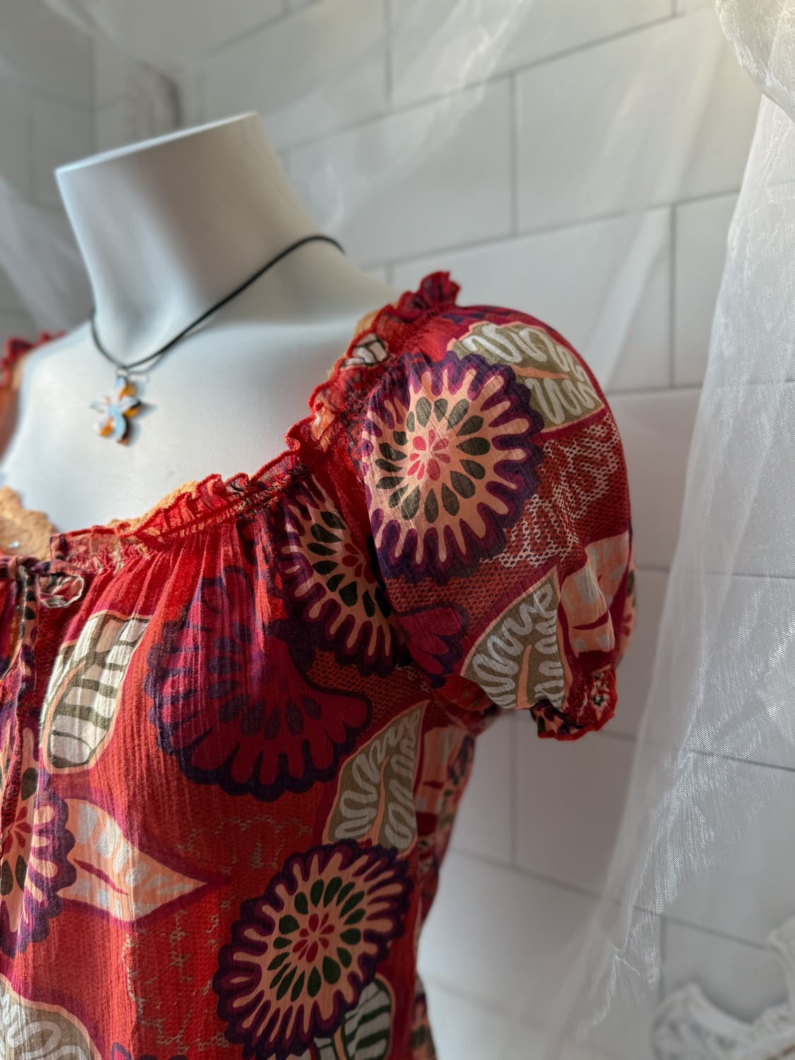 Hawaiian Puff Blouse 0373 상품이미지5