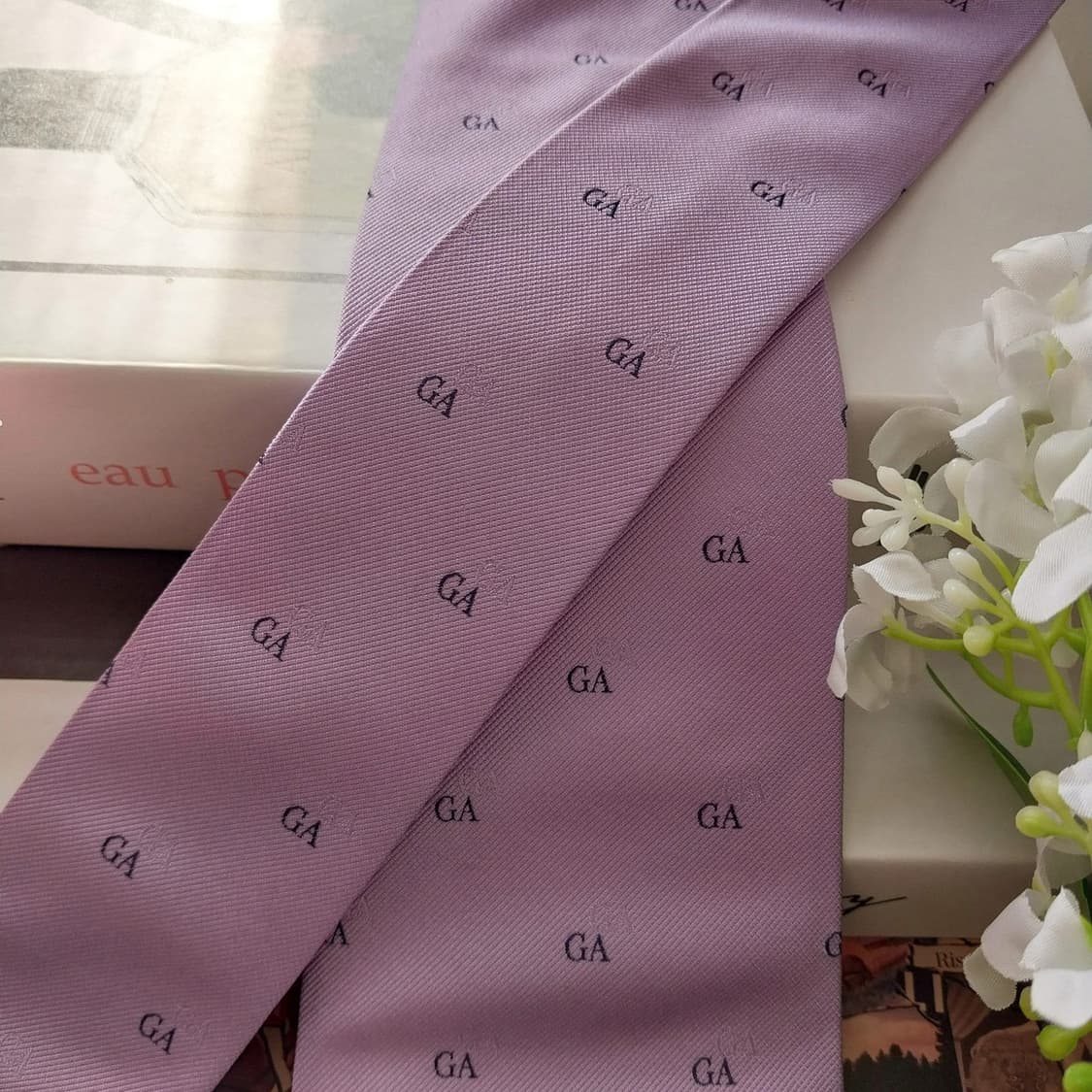 조르지오 아르마니 실크 연보라 자카드 넥타이 9.2cm 새제품 K1644 상품이미지3