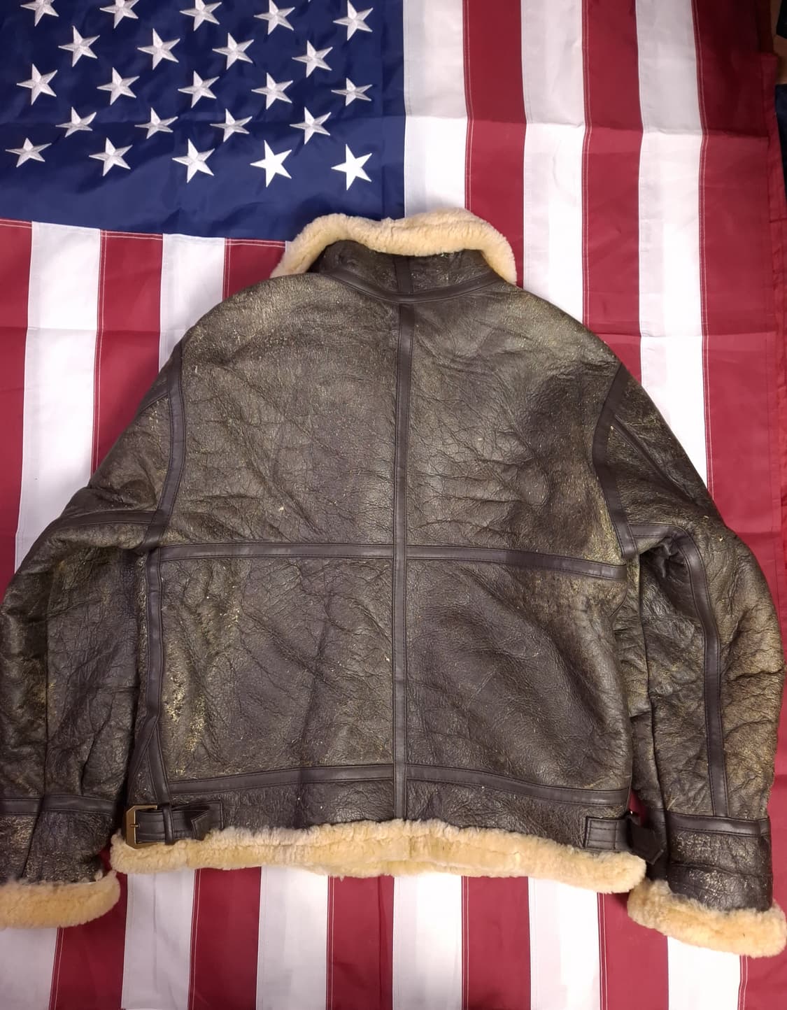 90's 일본판 미공군 B-3 TYPE 리얼레더 항공 폭격기 무스탕 상품이미지9