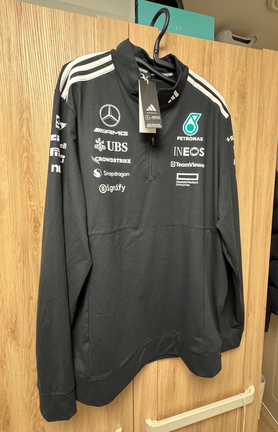 아디다스 메르세데스 AMG F1 쿼터집 블랙 스웨트셔츠 XL 상품이미지2