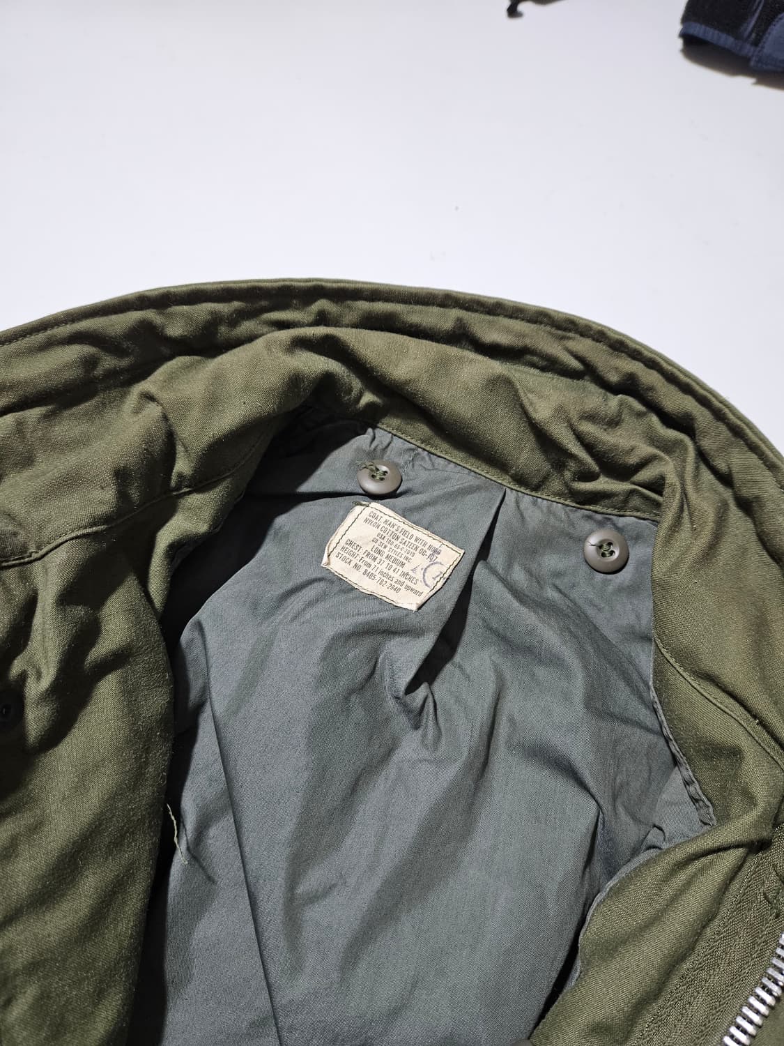 1960's 오리지널 M65 필드자켓 2세대 은지퍼 회색안감 M-L 상품이미지7