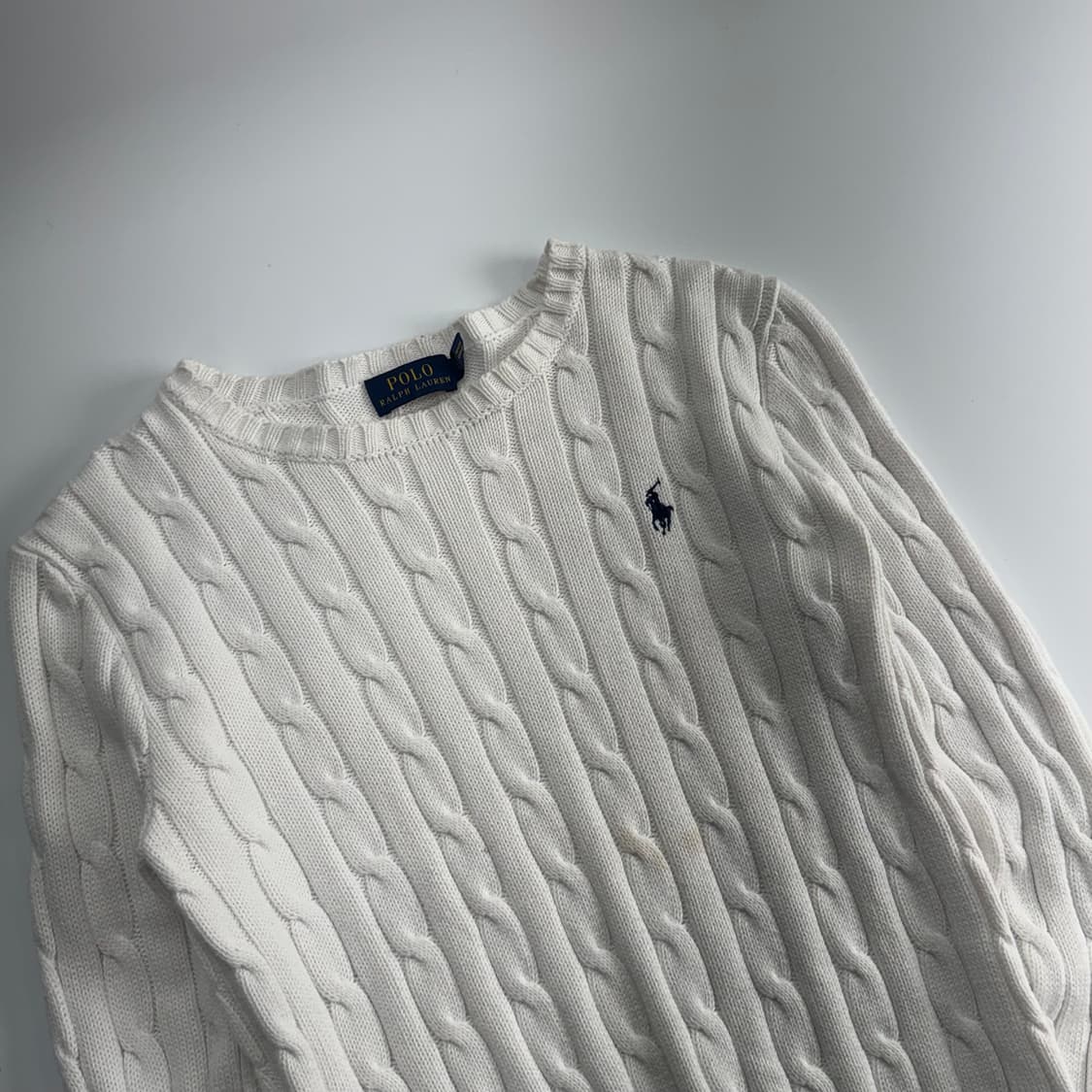 Polo 폴로 네이비 포니 화이트 케이블 니트  상품이미지4