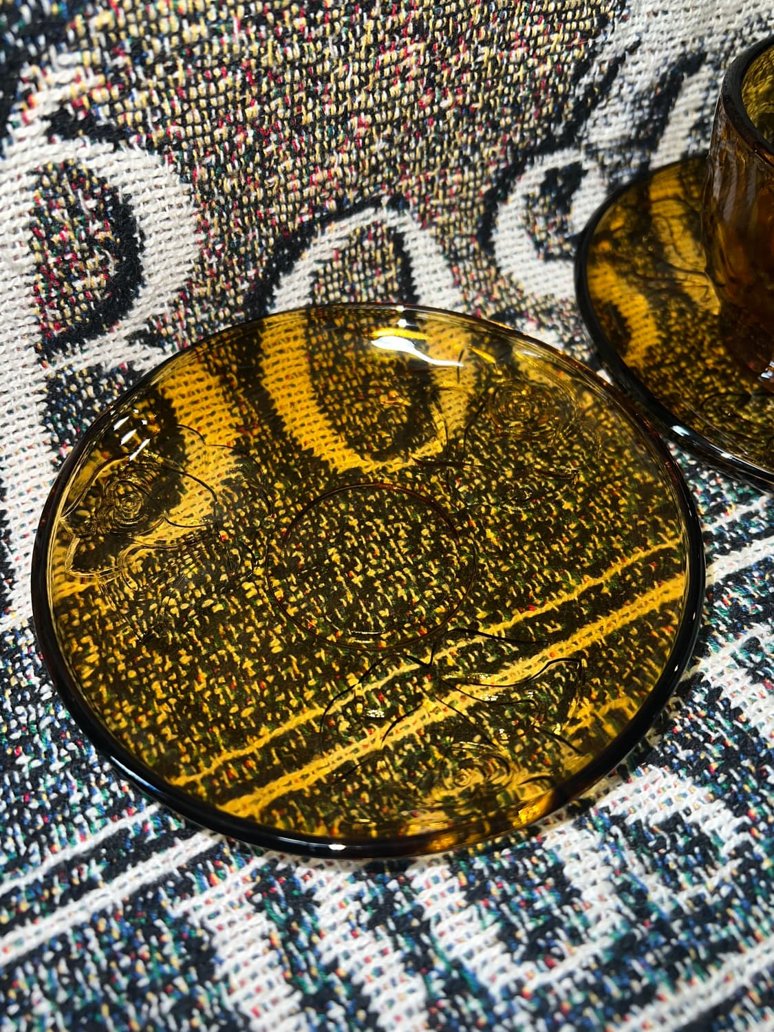 70s Korean Amber Rose Presses Glass Cup 상품이미지9