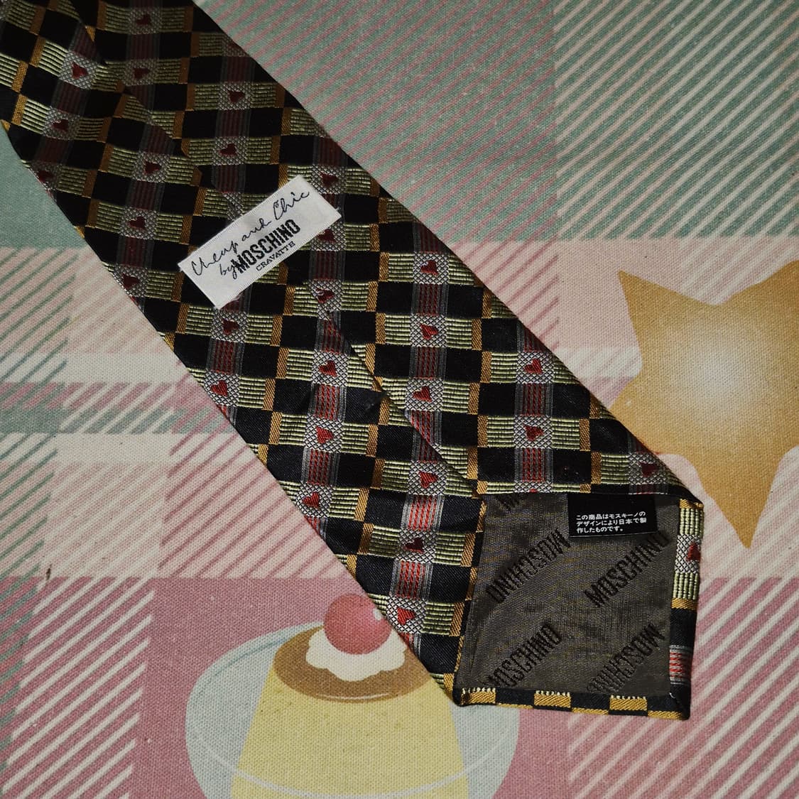 90s 모스키노 하트 타일 체크 실크 넥타이 상품이미지8
