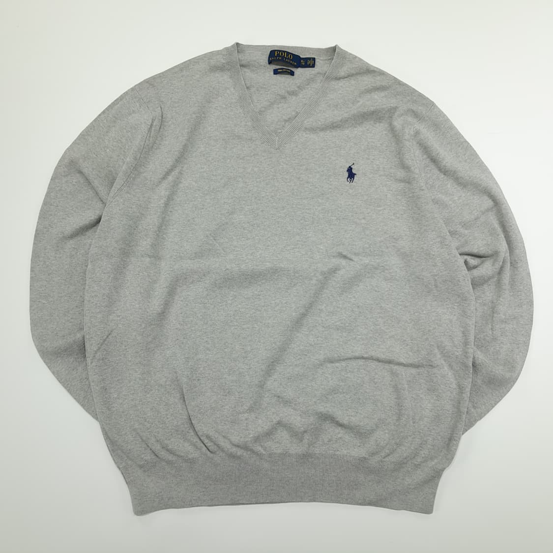 CN810 XL 폴로 랄프로렌 그레이 V넥 피마코튼 긴팔 니트 스웨터 상품이미지1