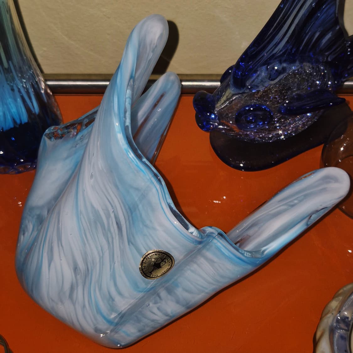 70s 이와타 핸드블로운 아쿠아 마블 산호 꽃병 상품이미지6