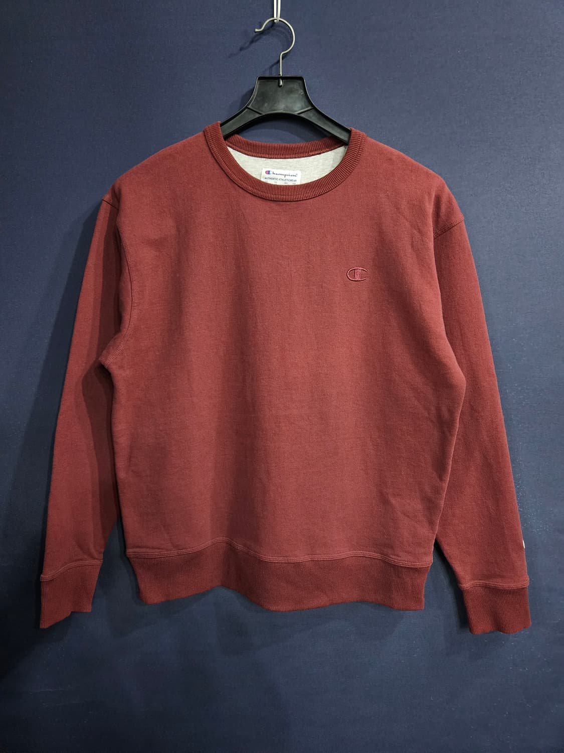 챔피온 버건디컬러 남성 오버핏 100 기모 맨투맨  상품이미지1