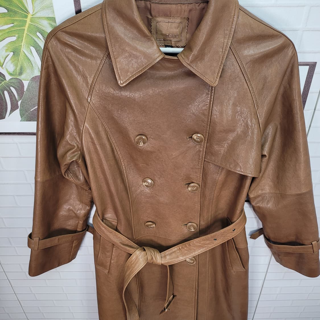 로보 양가죽 카멜 베이지 트렌치 롱 코트 77사이즈 상품이미지4