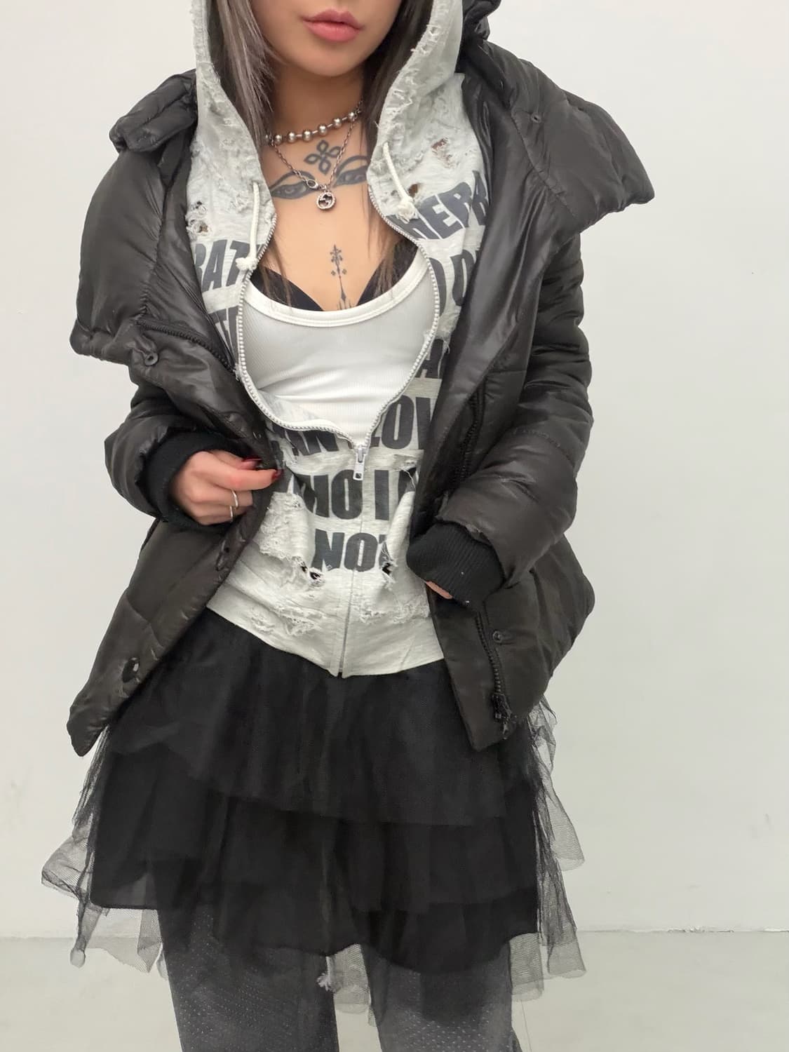 Heaven and Earth 블랙 하이넥 푸퍼 자켓 상품이미지2