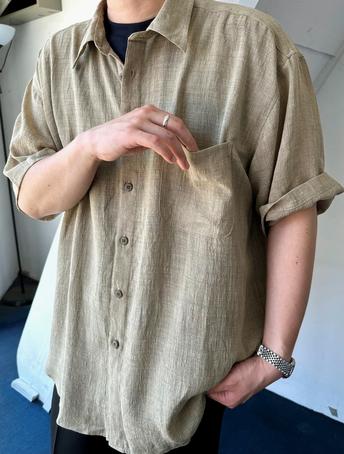 High count tencel poly woven H/S shirt 상품이미지9