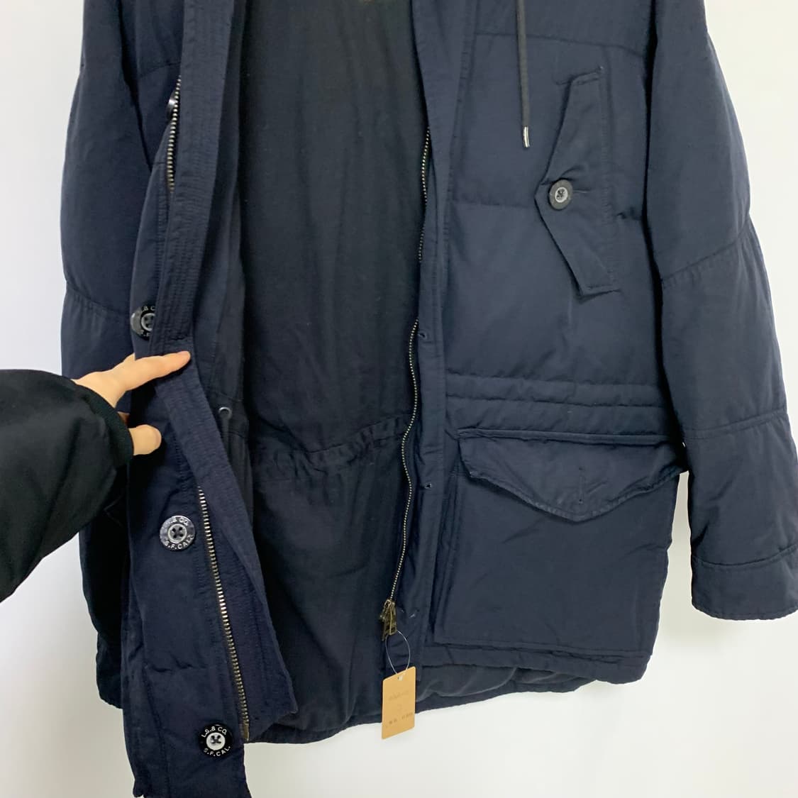 리바이스 빈티지 후드 패딩 버튼 점퍼 블랙 네이비 L 상품이미지8