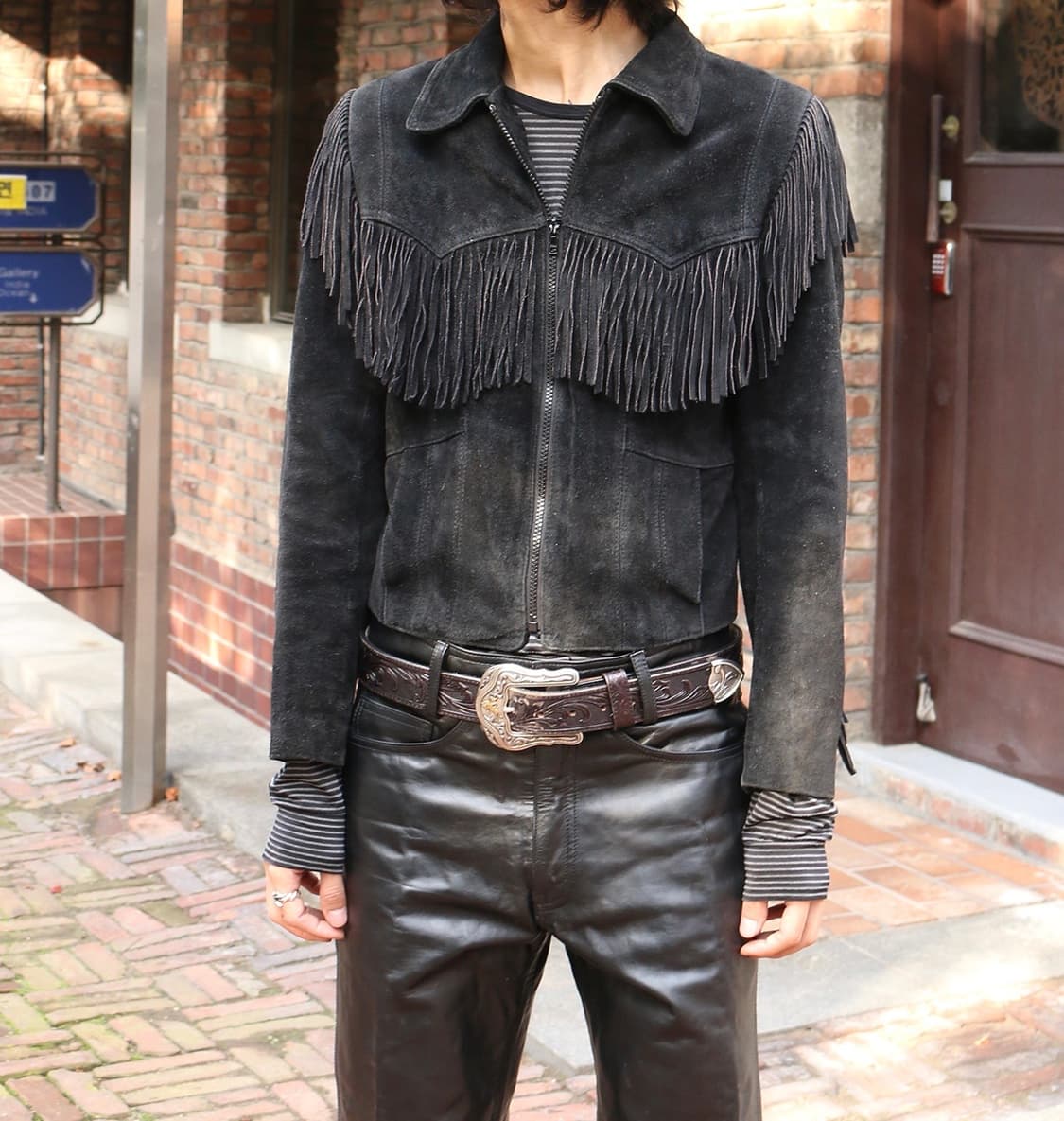빈티지 블랙 프린지 웨스턴 자켓 상품이미지2
