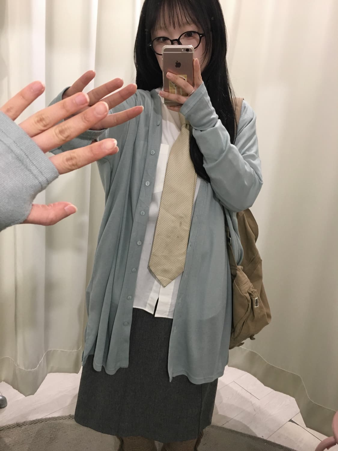 mint grey hand warmer cardigan 상품이미지5