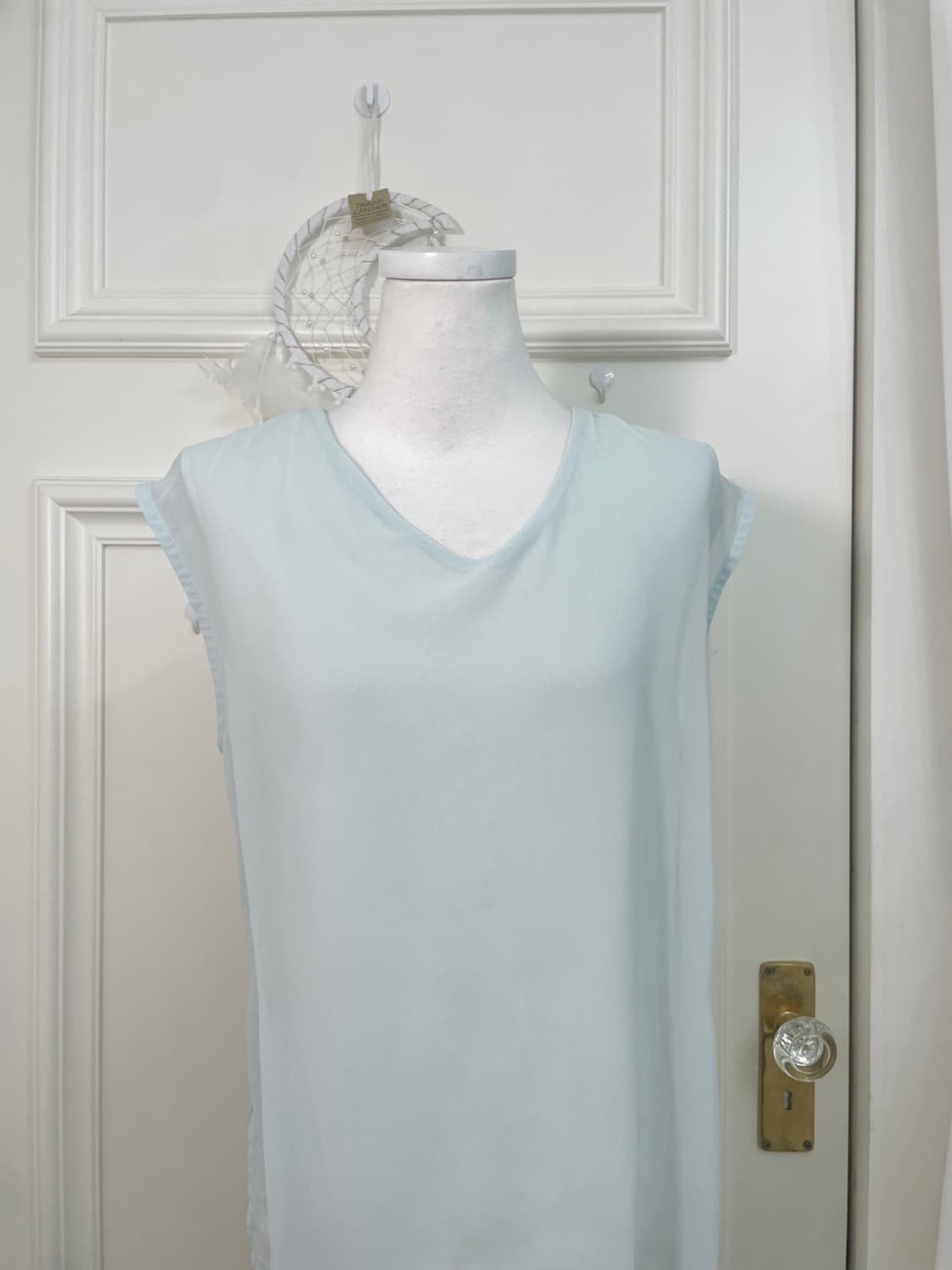 sheer mint sleeveless summer blouse 상품이미지5