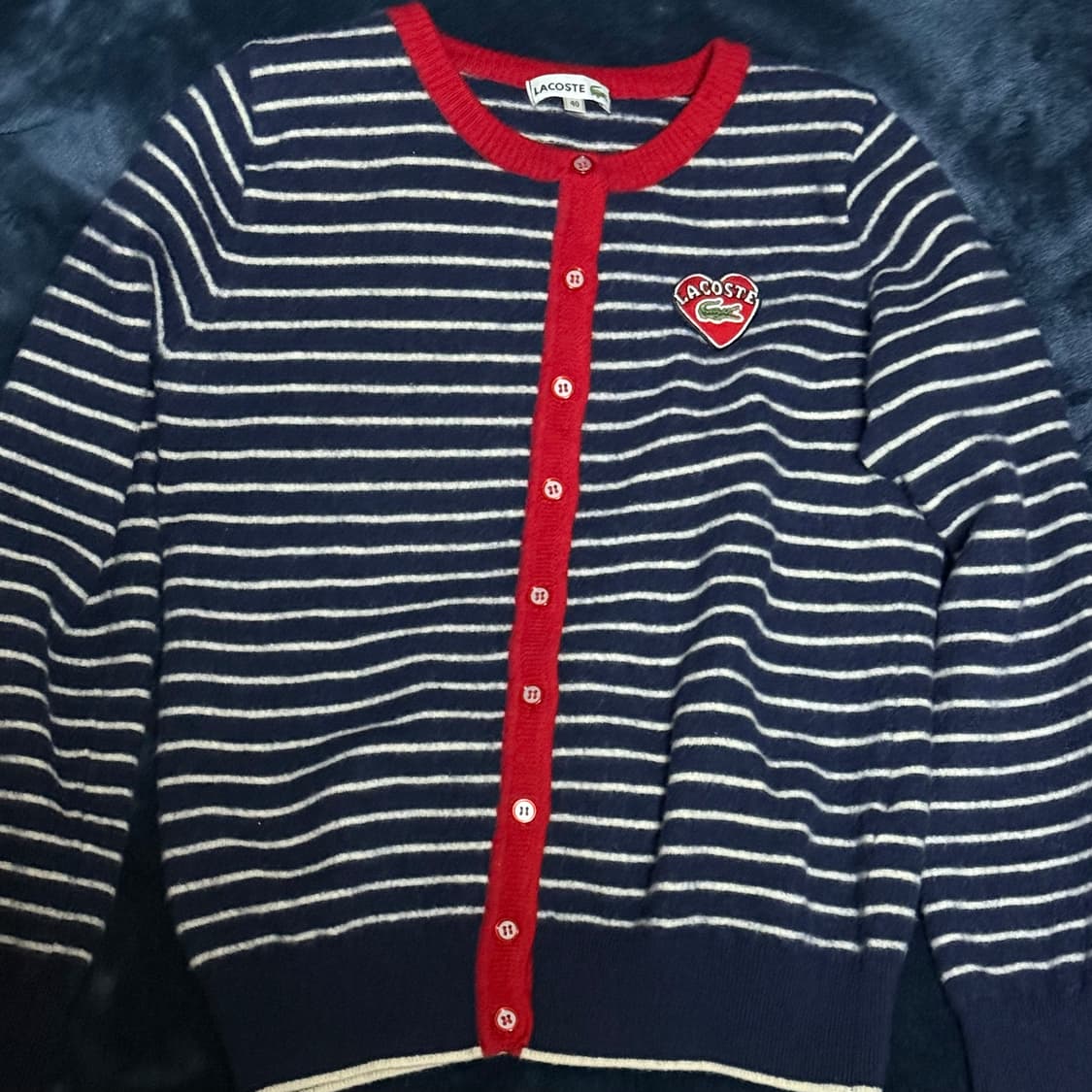 라코스테 하트 네이비 스트라이프 가디건 상품이미지3
