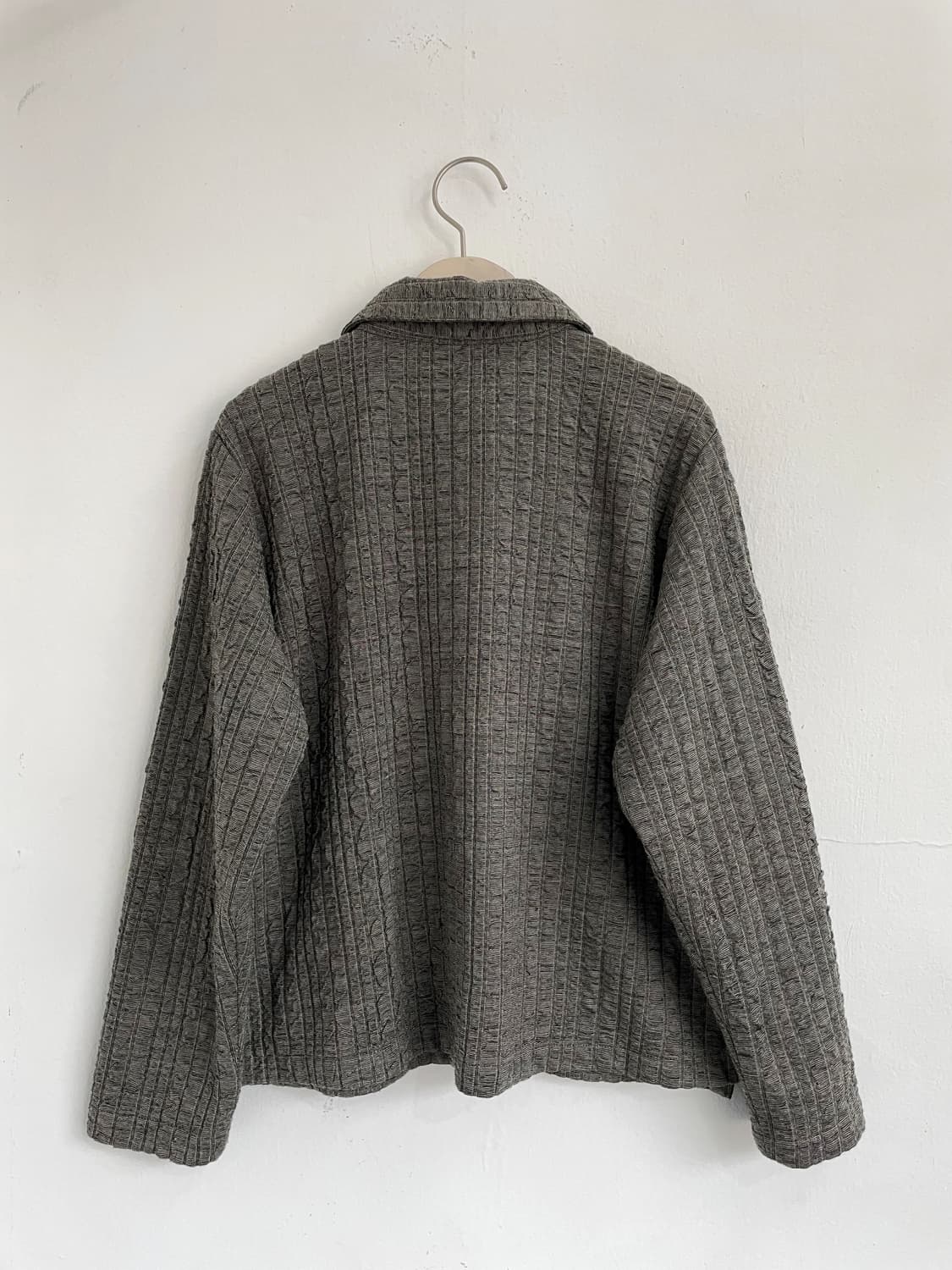 Round collar patterned crop pu 상품이미지2