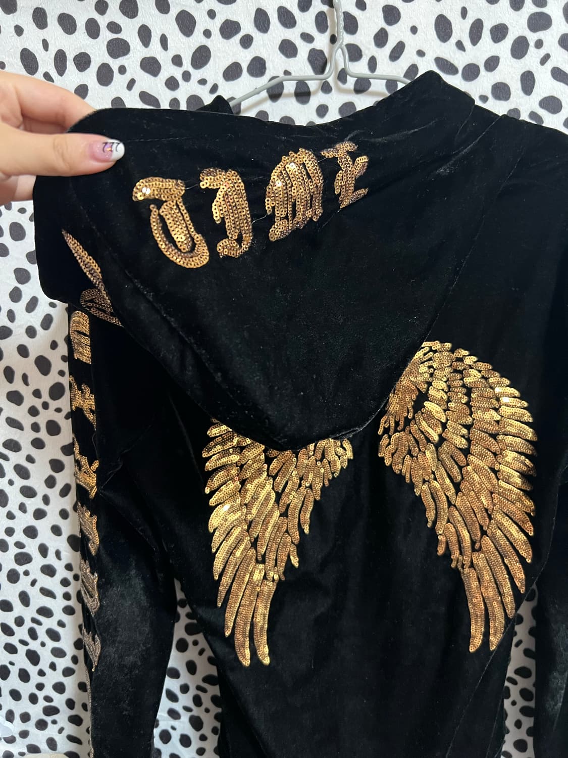 벨벳 이니셜 블랙 갸루 펑크 후드집업 상품이미지3