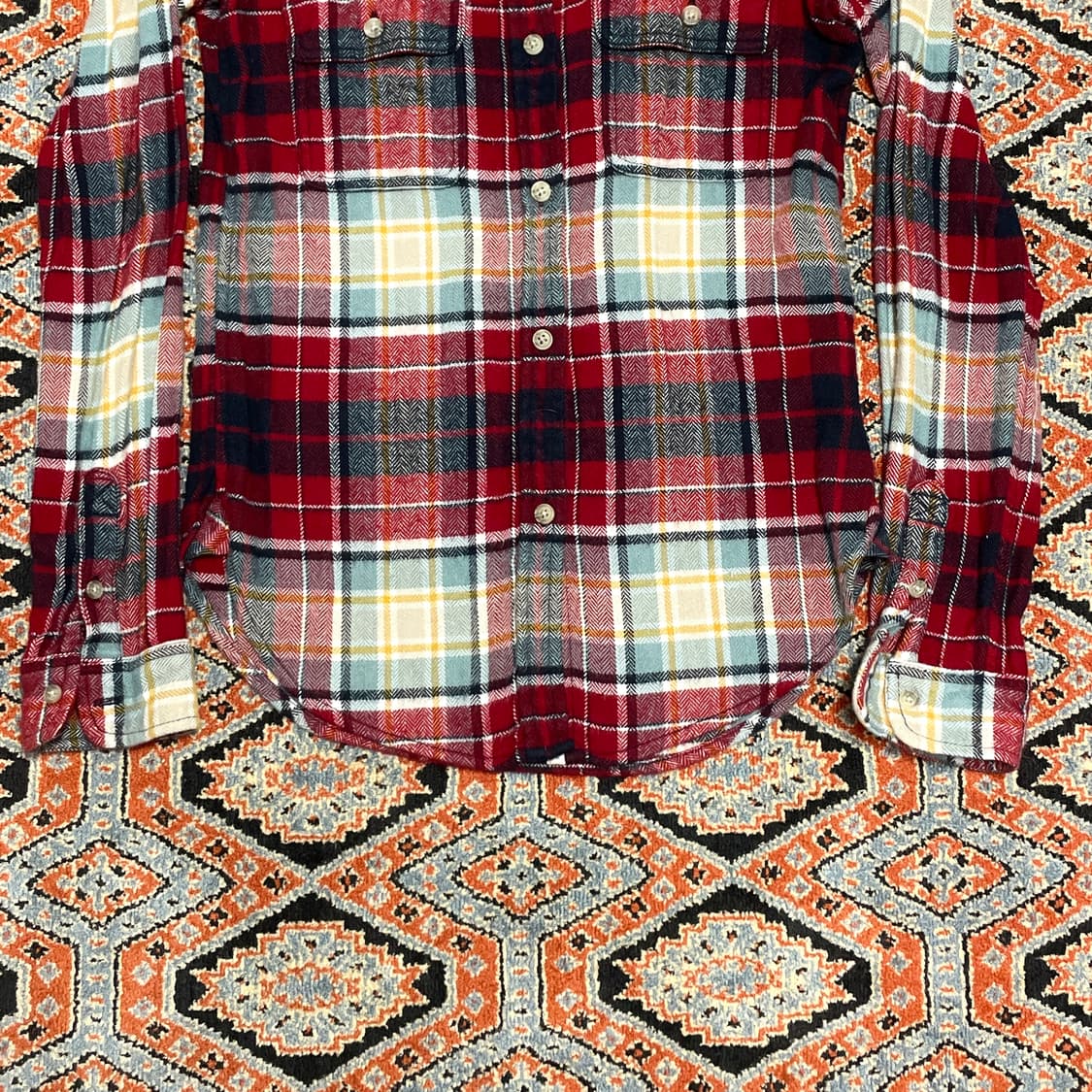 아메리칸이글 레드 체크 말랑면 웨스턴셔츠 여성XXS 상품이미지3