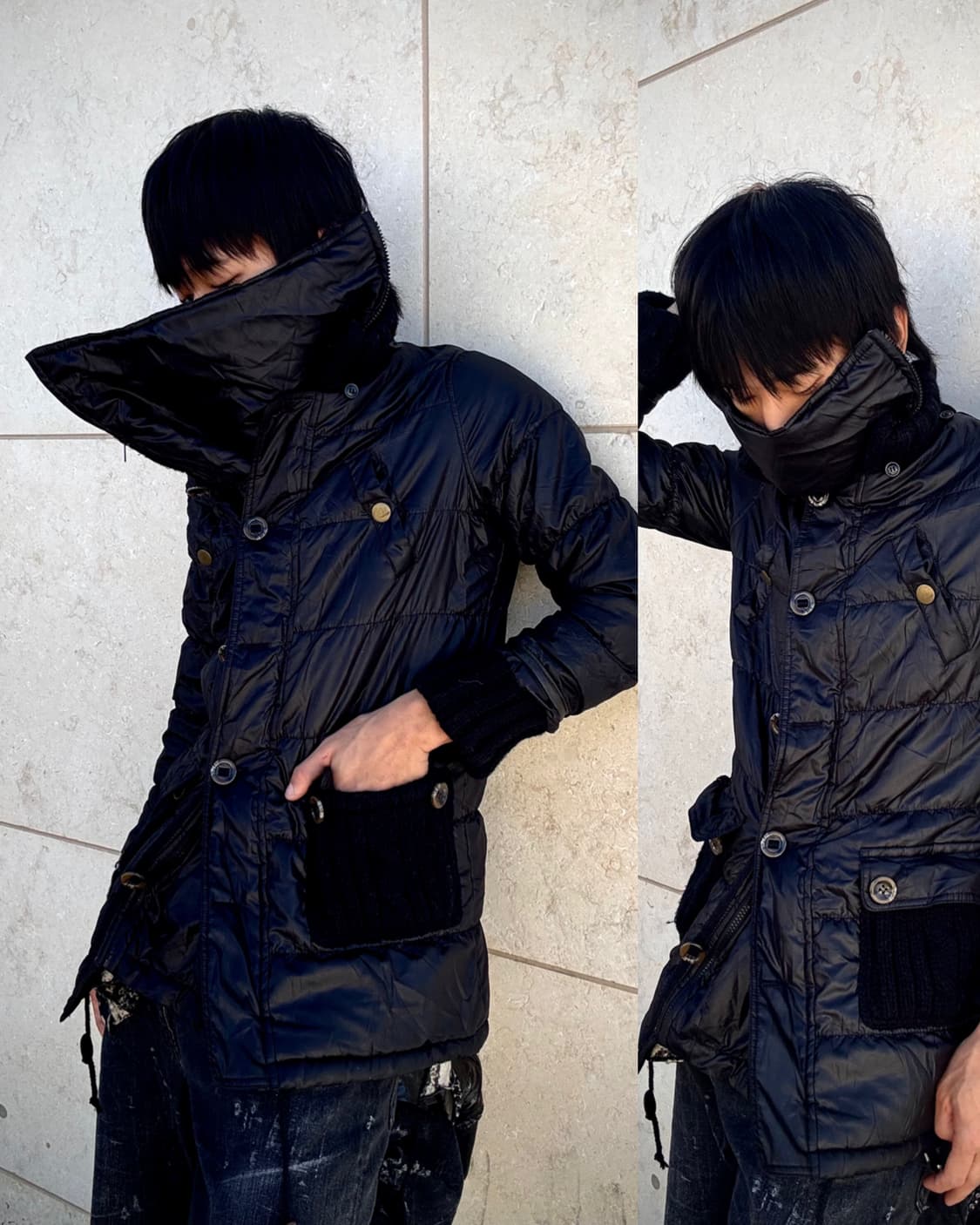 Rare Design Draped Padded Side Zip Detai 상품이미지1