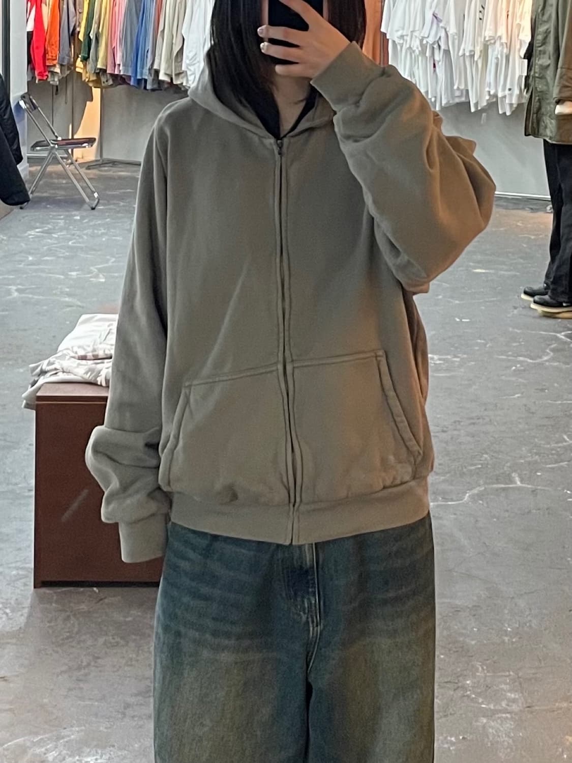 이지갭 그레이 오버사이즈 후드집업 H1442 상품이미지1