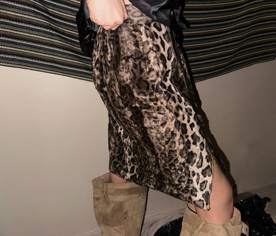 빈티지 레오파드 미디 스커트 상품이미지1